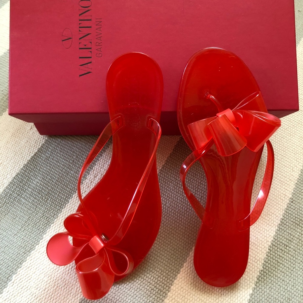 Valetino Bow Jelly Thong Sandals